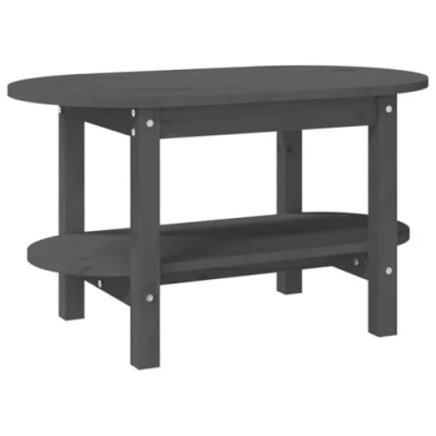 Image of vidaXL Solid Wood Pine Coffee Table Grey 80x45x45 cm Wooden Side End