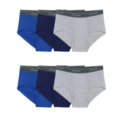 Image of Fruit of the Loom Mens Tag Free Cotton Briefs, Big Man 6 Pack Assorted, 4XL
