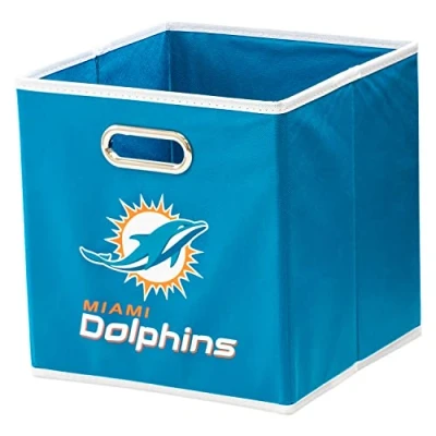 Image of Franklin Sports NFL Miami Dolphins Collapsible Storage Bin Folding Cube Container Fits Organizers Fabric Team Cubes One Size