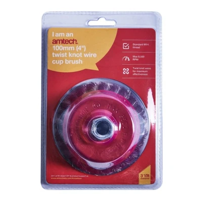 Image of Amtech F3362 100mm (4&quot;) Twist Knot Wire Cup Brush