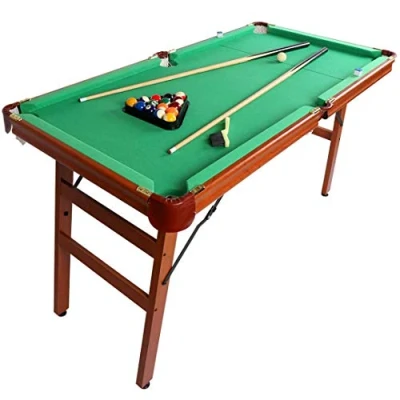 Image of Funmall 55&#039;&#039; Folding Pool Table Space Save Billiard for Kids and Adults with Cues, Ball, Chalk, Rack, Brush Included (Green)