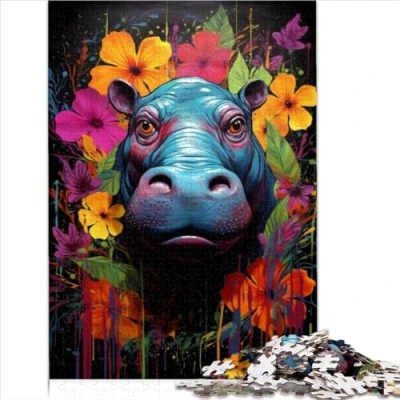 Image of Jigsaw Puzzle for Adults puzzles 1000 Piece Jigsaws Animal hippos Cardboard &amp; Kids Age 10 Years Up Puzzling Gift 1000pcs（26x38cm）