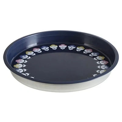 Image of Premier Housewares 507321 Joni Serving Tray, Round, Tin, Blue, 33 x 4 cm