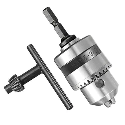 Image of Mesee 1.5 10mm Capacity Drill Chuck with 1/4&quot; Hex Shank, Mount 3/8 24UNF Impact Driver Bits Converter Quick Connect Adapter Conversion Key