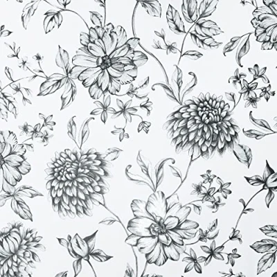 Image of Arthouse Fine Pencil Drawn Florals &amp; Foliage Glitter Finish Fleur Mono Wallpaper Matt Light Cream Background Living Spaces Feature Walls Bedroom Dining Hallway Areas 692507, Black