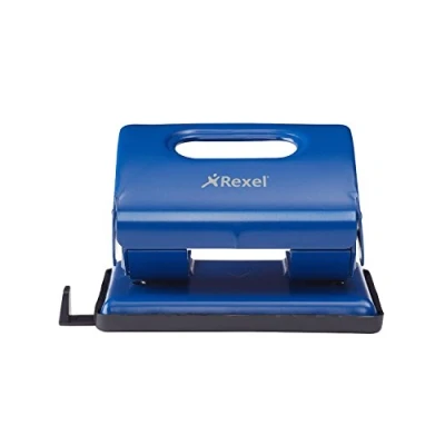 Image of Rexel Value 220 2 Hole Punch, 20 Sheet Capacity, Adjustable Guide Bar, Metal, Blue, 2100762