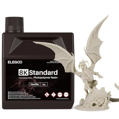 Image of ELEGOO 8K 3D Printer Resin, Standard Photopolymer Resin 405nm UV Curing Best for 8K/9K/12K/14K/16K Vanilla 2000g