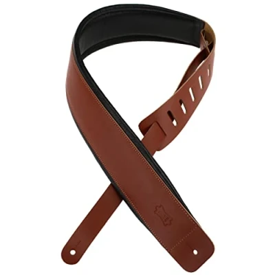 Image of Levy&#039;s DM1PD‐WAL 2.5 inch Leather Guitar Straps ‐ Walnut