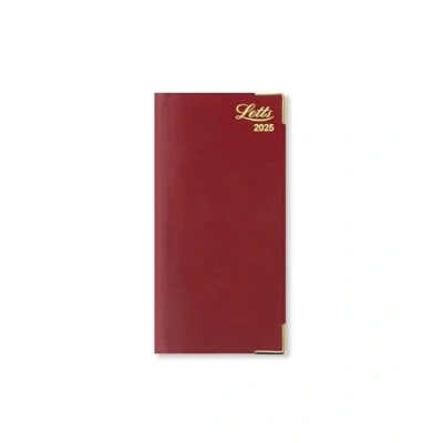 Image of Letts of London Lexicon Slim vertical (landscape) week to view with appointments 2025 diary burgundy