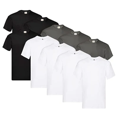 Image of Fruit of the Loom Men&#039;s Original T. T Shirt (Pack 10), 4 x white + 3 black graphite 1 Hl Kauf notepad, L