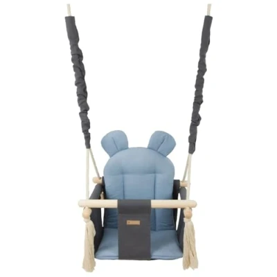 Image of Baby/toddler swing, indoor, outdoor, soft seat, swing chair (colour: grey, light blue)