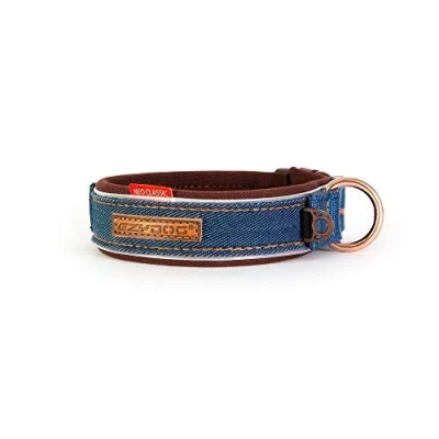 Image of EZYDOG Classic Neo Dog Collar Small, Medium, Large Dogs, Reflective Collar, Supreme Comfort, Soft Neoprene Material, Non Corrosive (Denim)