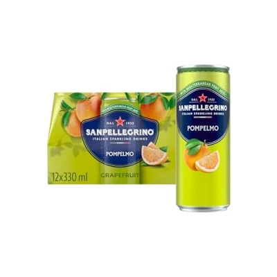 Image of San Pellegrino Italian Sparkling Drinks Tastefully Light Grapefruit Canned Soft Drink 12 x 330ml 70 kCals per Can