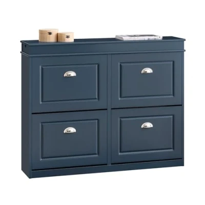Image of SoBuy 4 Flip drawers Shoe Cabinet Rack Storage Cupboard Organizer Blue W104 x D24 H83cm FSR79 B