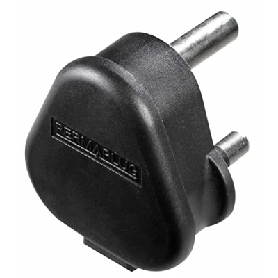 Image of MASTERPLUG Heavy Duty Black 3 Pin, 15A Round UK Mains Power Socket Plug