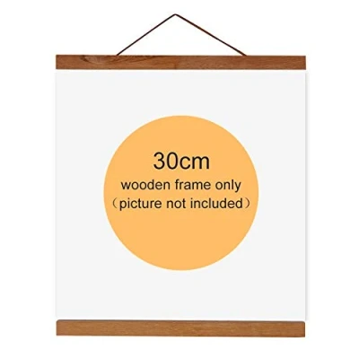 Image of Magnetic Wooden Photo Frame, Natural Wood Frame Picture Poster Artwork Canvas Hanger For Home Decoration Wall Teak (Size: 30cm)