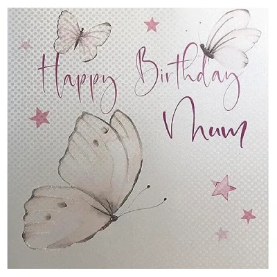 Image of white cotton cards 1 Piece Extra Large Handmade Mum Birthday Card Happy Mum, Butterflies,22cm x 22cm