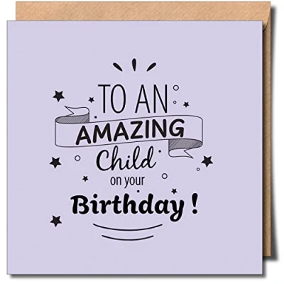 Image of Happy birthday Amazing child greeting Card LGBTQIA+ Non binary LGBT Person 150mm x Premium 300gsm