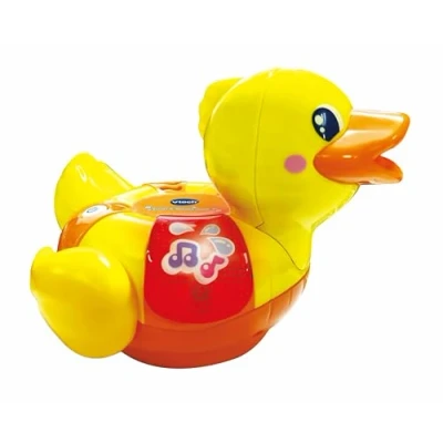Image of VTech Float &amp; Splash Duck, Bath Toy for 1 Year Olds, Sensory Bathtub with Lights Music, Time Gift Babies Toddlers 1, 2, 3 years +, English version