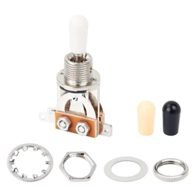 Image of Banworks Metric 3 way Toggle Switch Pickup Selector for Epiphone EPI LP Les Paul Style Guitar JT/DWQ 01 Chrome with White Tip