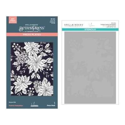 Image of Festive Poinsettias BetterPress and Stencil Bundle from The Amaryllis Christmas Collection by Yana Smakula