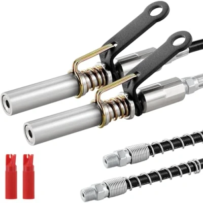Image of VEVOR Grease Gun Coupler 2 PCS, 10000 PSI High Pressure, 6 Jaw Locking, Quick Release Tip with Hose/Zerk Fittings Cleaner, Compatible All Guns 1/8&quot; NPT for Automobiles
