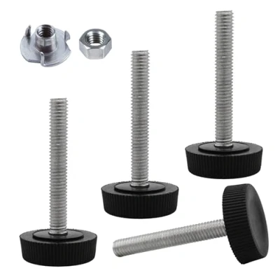 Image of SKIR&#039;CO 4 pcs, Furniture Leveling Feet M6 x 40 mm, Adjustable Round Legs 25 mm Diameter, Thread Leveler Foot (Nuts Included)