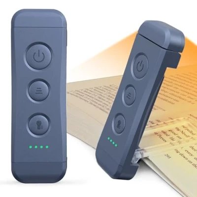 Image of Glocusent Reading Light Book Clip On, Eye Caring Lights for Books in Bed, 3 Colours &amp; 5 Brightness Dimmable, Portable Flexible, Long Lasting up to 80 hrs, Perfect Lover