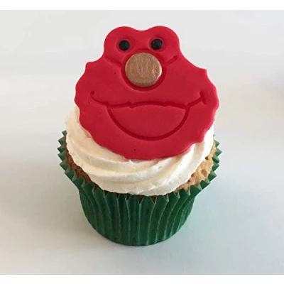 Image of 12 Sugar Sesame Street Character Cake Toppers: Elmo. Edible, Unique and Made with Love in The UK!