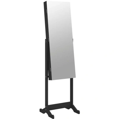 Image of vidaXL Mirror Jewellery Cabinet Free Standing Black 42x38x152 cm