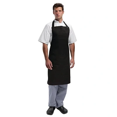 Image of Whites Chefs Clothing A279 Poly Cotton Bib Apron, Black, 28&quot; Width, 38&quot; Length