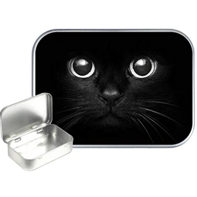 Image of TEEZ Cats Eyes 30ml Small Silver Hinged Tin, Pill 1oz Tobacco Tin