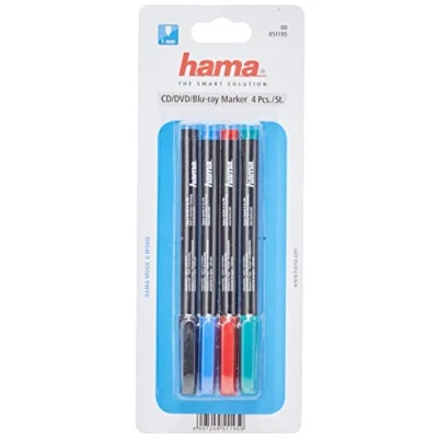 Image of Hama CD/DVD Marker 4er Set, black,red,blue,green
