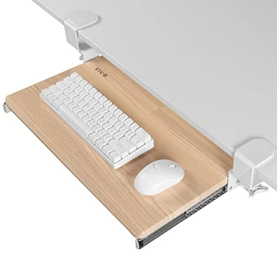 Image of VIVO Kleine Tastaturablage Unter dem Schreibtisch ausziehbar mit Extra stabilem C Klemmhalterungssystem, weißer Rahmen, MOUNT KB05ES A