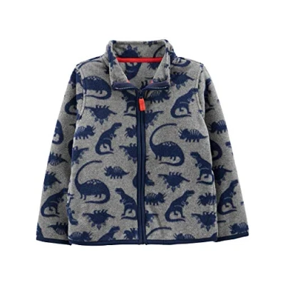 Image of Simple Joys by Carter&#039;s Boys&#039; Full Zip Fleece Jacket, Grey Navy Dinosaur, 4 Years