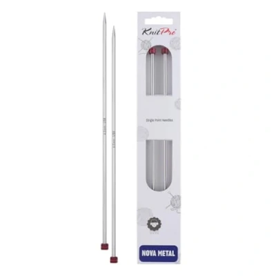 Image of KnitPro 25 cm x 4 mm Nova Single Pointed Needles, Silver