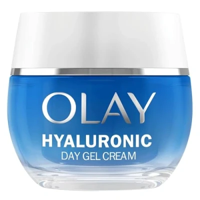 Image of Olay Hyaluronic Acid Face Moisturiser Day Gel Cream, Skincare with Niacinamide 99% Purity and Vitamin B5 (Panthenol) Hydrating Skin Care: Plumps, Smooths, Hydrates Non Greasy, Sticky, 50ml