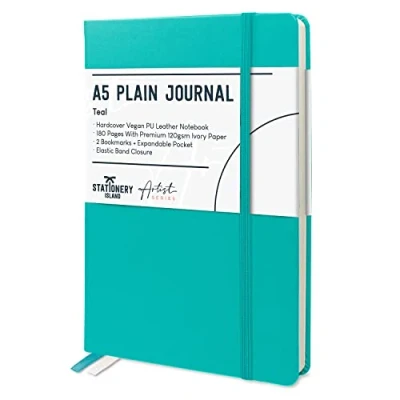 Image of STATIONERY ISLAND A5 Unlined Notebook,Plain Notebook Hardcover with 120gsm Premium Thick Paper, 180 Pages Hardback Blank for Writing, Working, Study, Planning, Diary, Journaling
