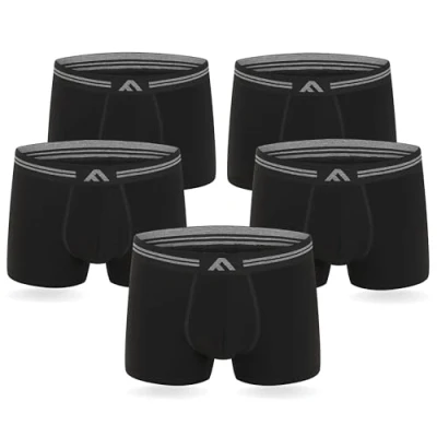 Image of FM London Mens Super Soft Bamboo (5 pack) Boxer Shorts, Black, 3XL UK