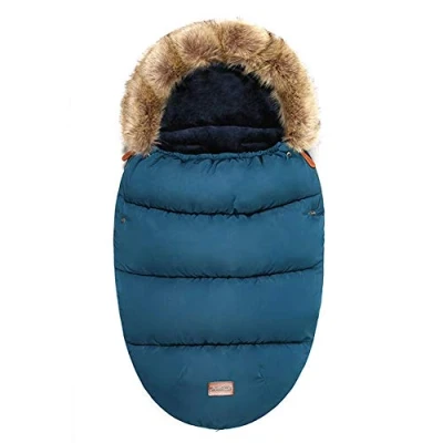 Image of Pram Universal Footmuffs Fleece Lined Snuggly Cosy Toes Footmuff Bunting Bags Waterproof Fitting for Pushchairs Strollers Prams Buggy Car Seat (Blue)