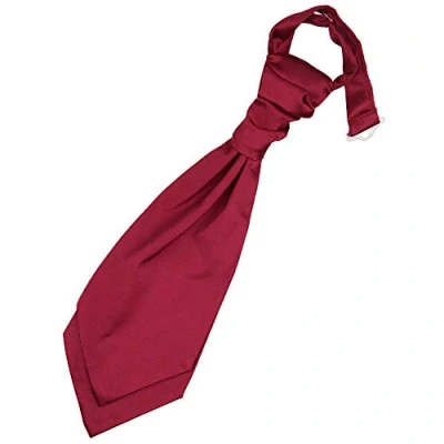 Image of DQT Plain Satin Wedding Pre Tied Scrunchie Cravat Tie for Boys Burgundy