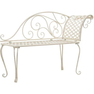 Image of vidaXL Garden Chaise Lounge 128 cm Metal Antique White