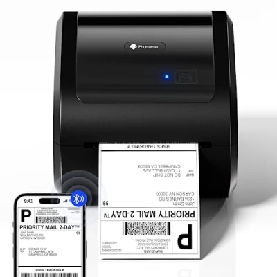 Image of Phomemo D520BT Thermal Label Printer 4x6, Shipping Bluetooth Connection Compatible with Android,IOS and PC, Widely Used for Royal Mail,Hermes,Etsy,Shopify,eBay,Amazon,FedEx,UPS etc.Black