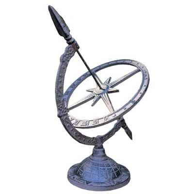 Image of Selections Cast Iron Vintage Armillary Garden Sundial Table Top (Set of 2) Large,