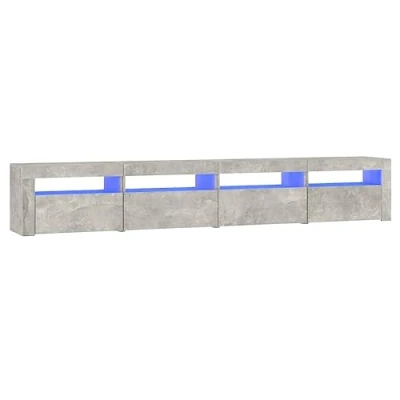 Image of vidaXL TV Cabinet with LED Lights in Concrete Grey, Engineered Wood, Ample Storage, for Living Room, Modern Design RGB Accent Lighting