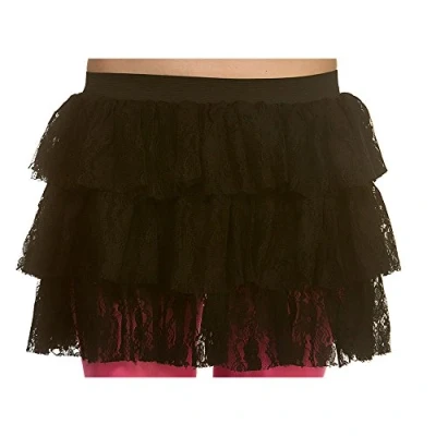 Image of Wicked Costumes Adult Ladies 80&#039;s Black Lacey Ra Skirt Fancy Dress