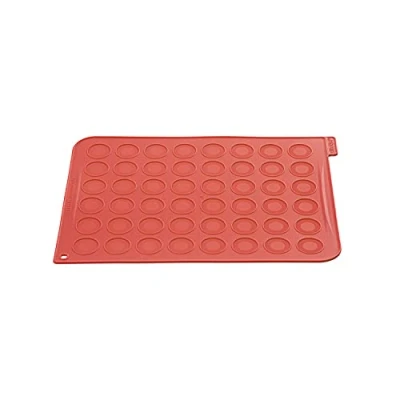 Image of Silikomart 23.041.00.0065 Mac 01 Carpet for Making 48 Silicone Macaroons 2 x 18.5 37 cm, Red