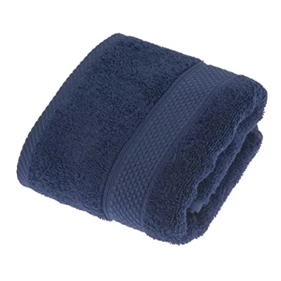 Image of HOMESCAPES Navy Blue Turkish Cotton Hand Towel Super Soft Thick &amp; Absorbent 500 GSM Heavy Weight for everyday Luxury