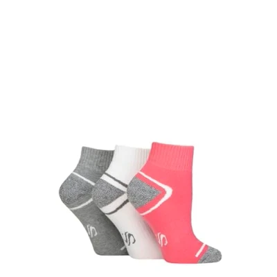 Image of Women&#039;s 3 Pair SOCKSHOP Performance Sport Cushioned Ankle Socks Mix 4 8