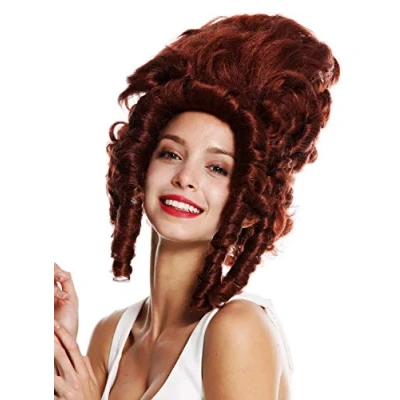 Image of wig ME UP VK 38 130 quality women&#039;s theatre cosplay baroque Pompadour Marie Antionette countess noble woman copper red